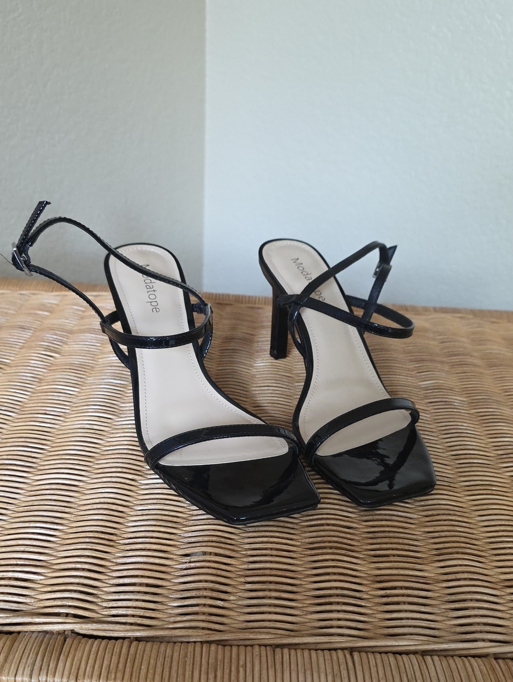 Black Patent Strappy Heeled Sandals